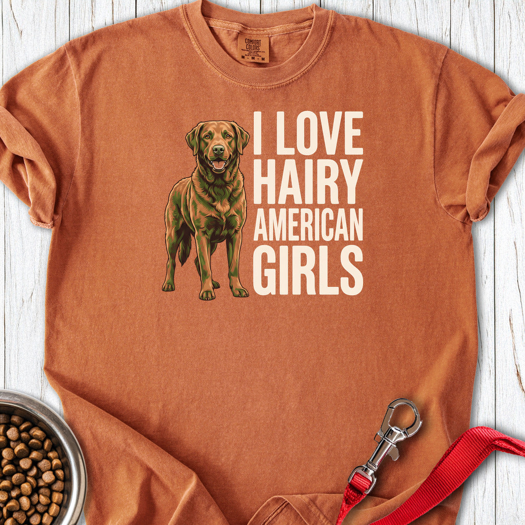 Chesapeake Bay Retriever Hairy Girls Premium Tee — Yam