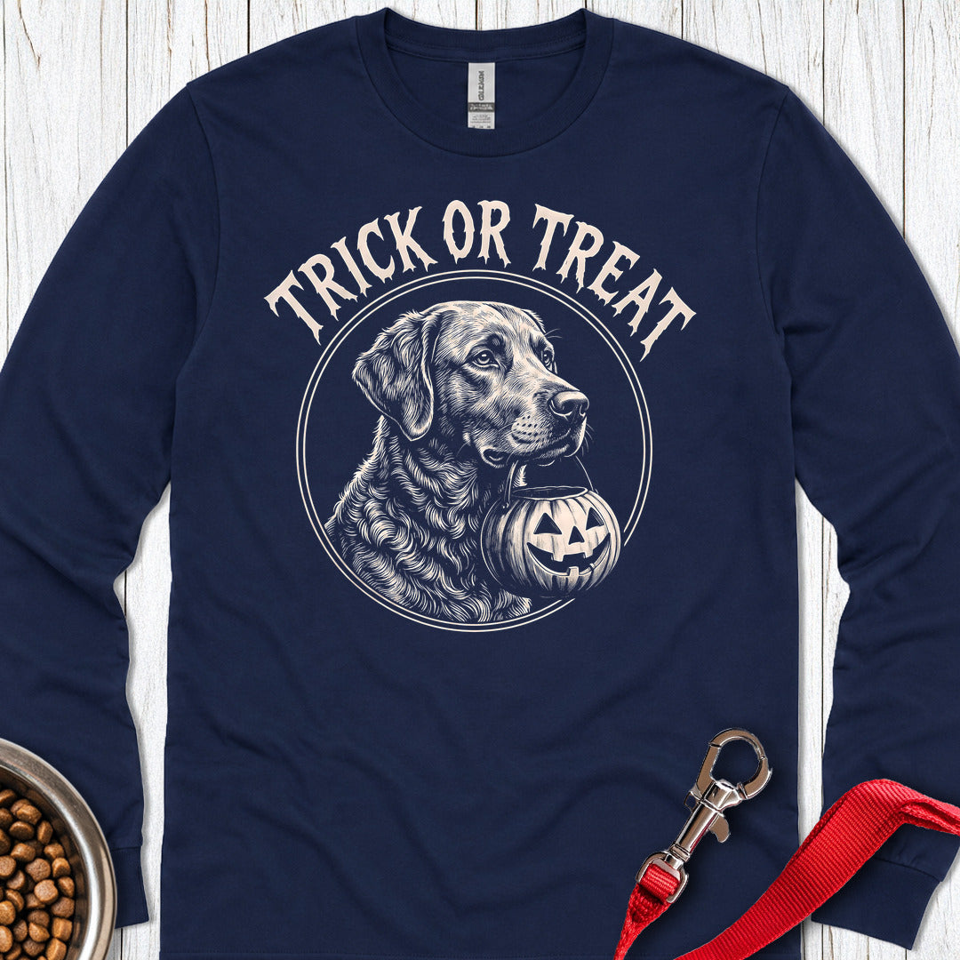 Chesapeake Bay Retriever Trick Or Treat Long Sleeve — Navy