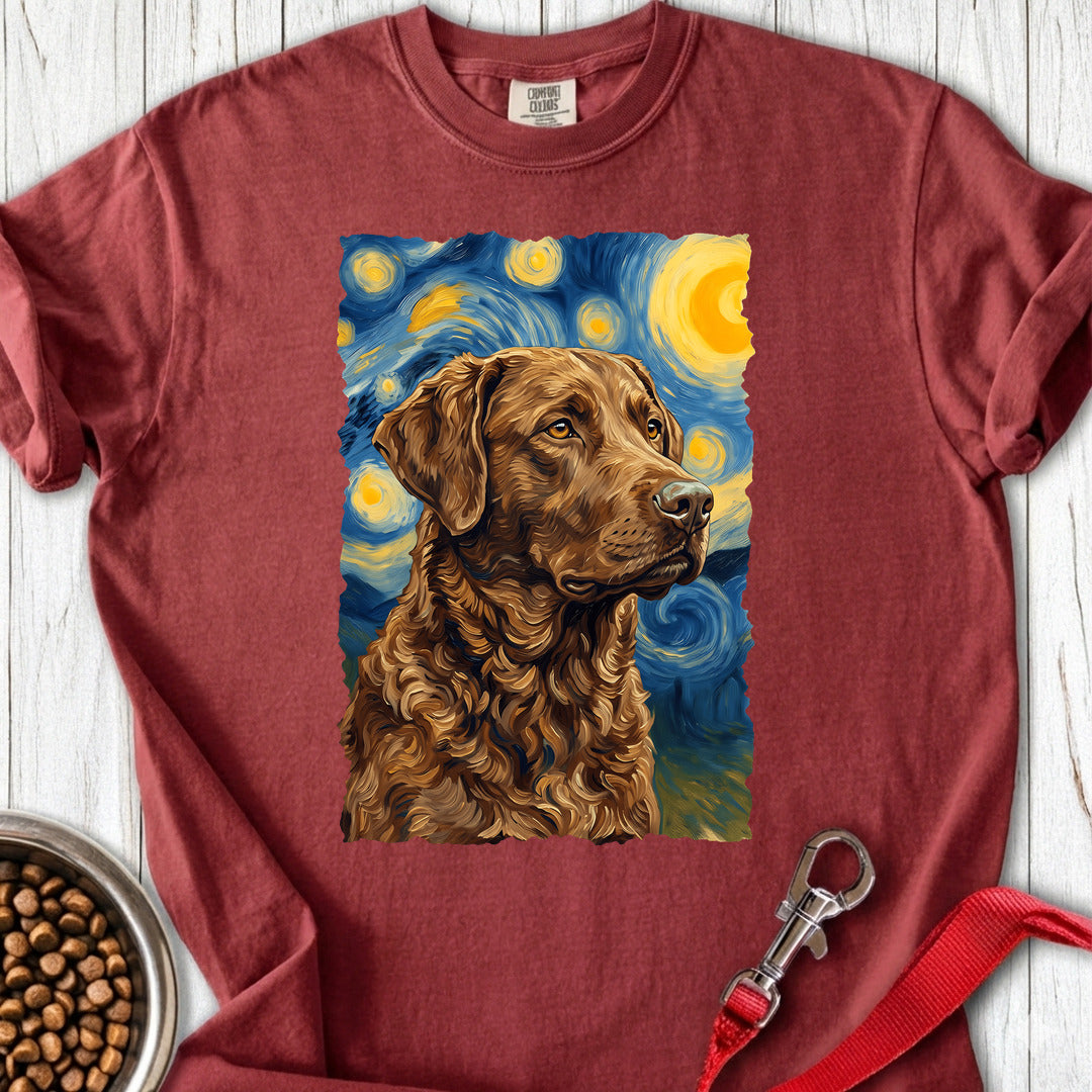 Chesapeake Bay Retriever Van Gogh Premium Tee — Brick