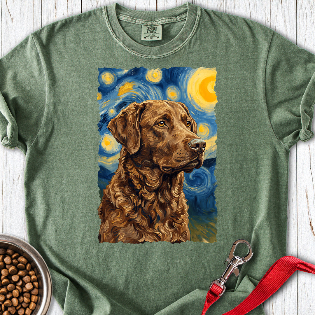 Chesapeake Bay Retriever Van Gogh Premium Tee — Moss