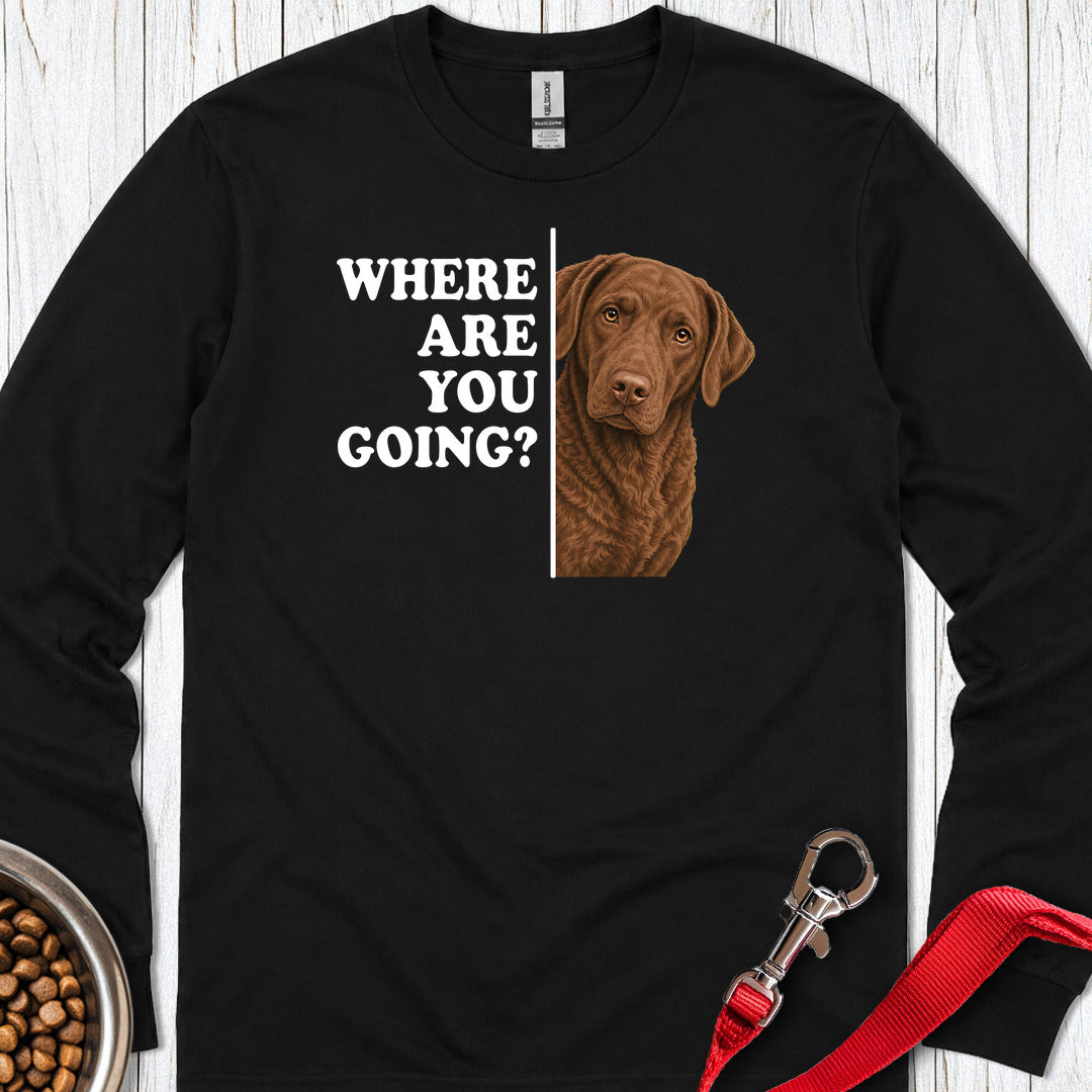 Chesapeake Bay Retriever Where Are You Going Long Sleeve — Black