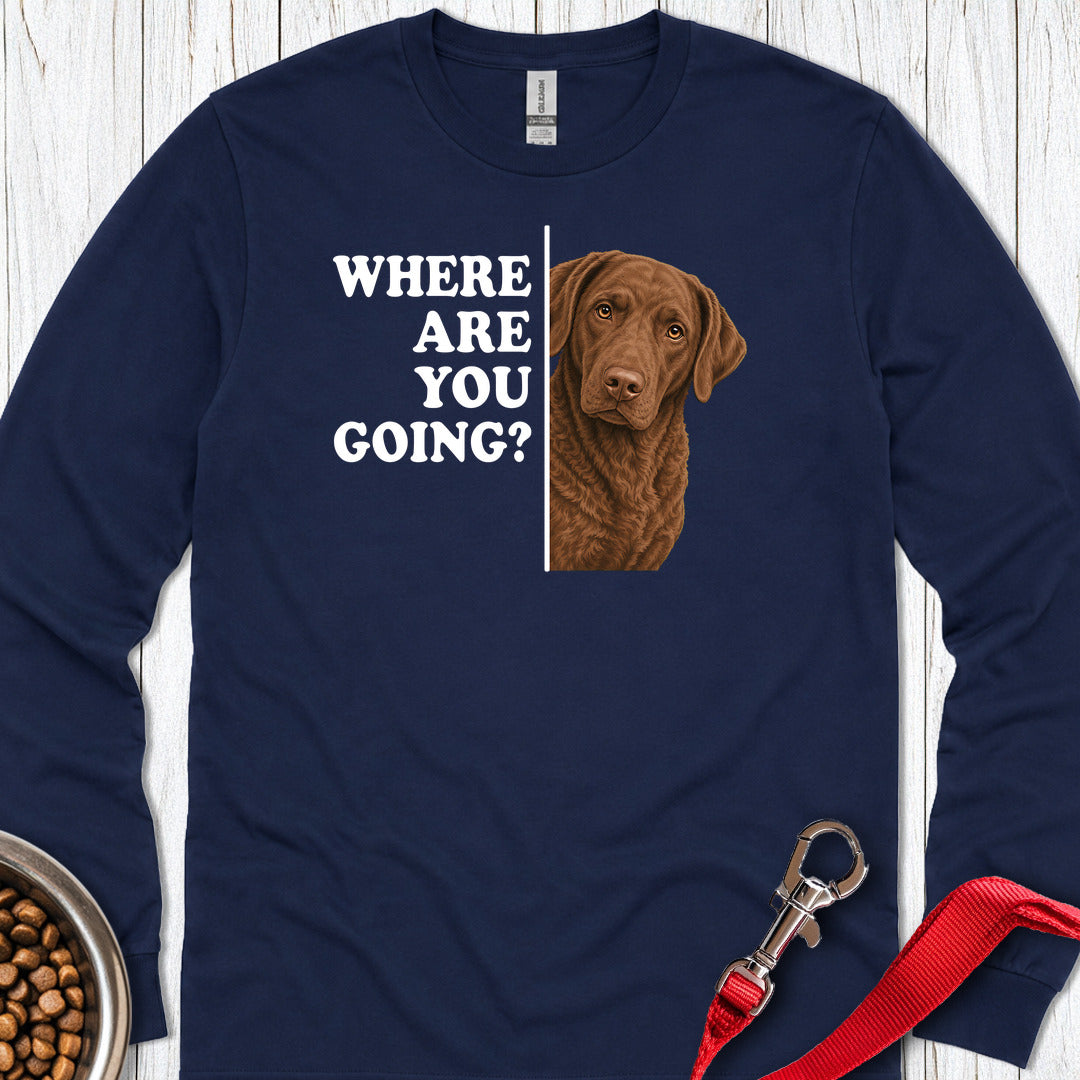 Chesapeake Bay Retriever Where Are You Going Long Sleeve — Navy