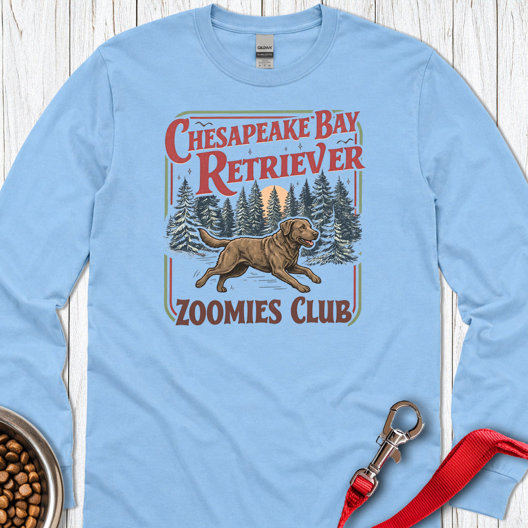 Chesapeake Bay Retriever Zoomies Club Long Sleeve — Carolina Blue