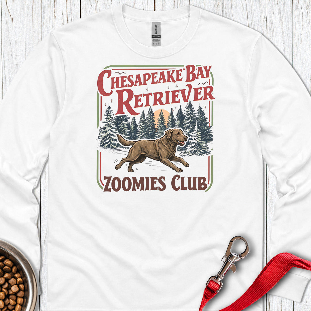 Chesapeake Bay Retriever Zoomies Club Long Sleeve — White