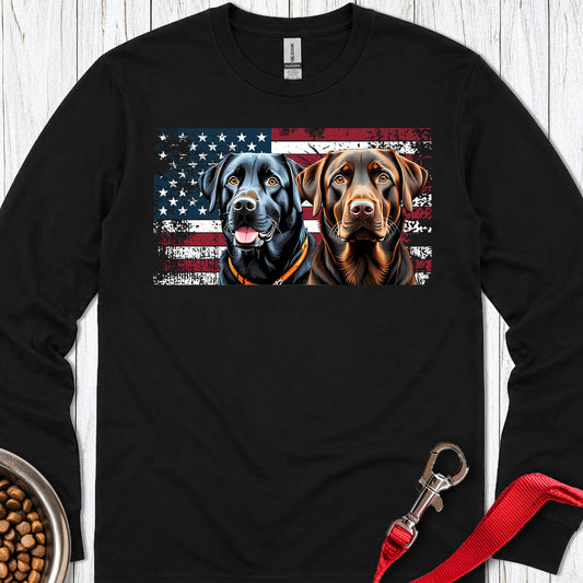 Chocolate & Black Labrador Long Sleeve — Black