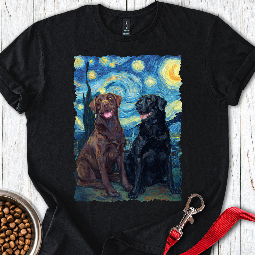 Chocolate & Black Labrador Starry Night Black