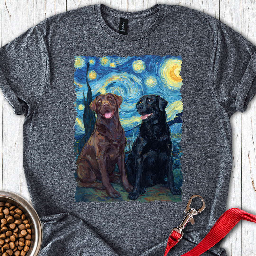 Chocolate & Black Labrador Starry Night Dark Heather