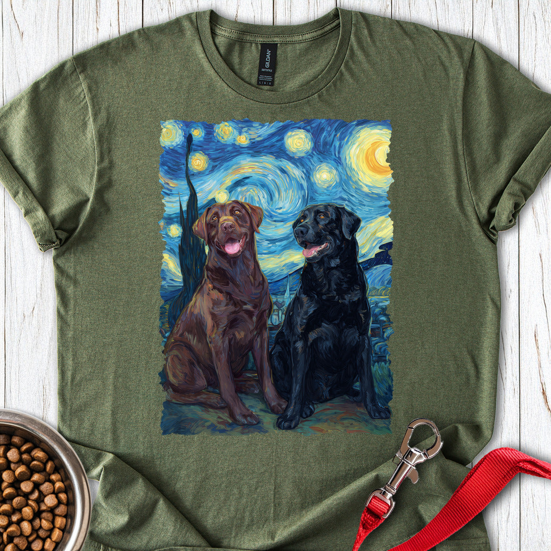 Chocolate & Black Labrador Starry Night Military Green