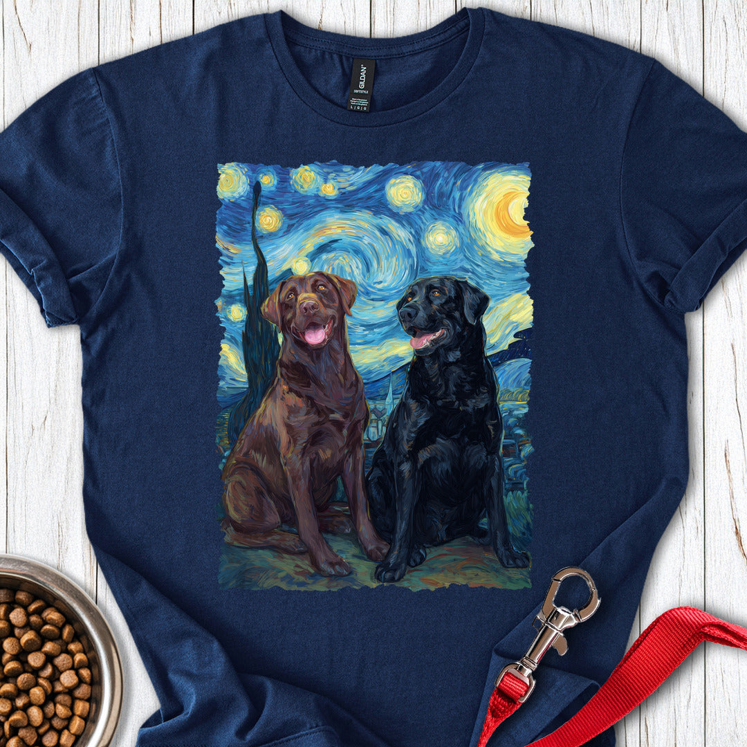 Chocolate & Black Labrador Starry Night Navy
