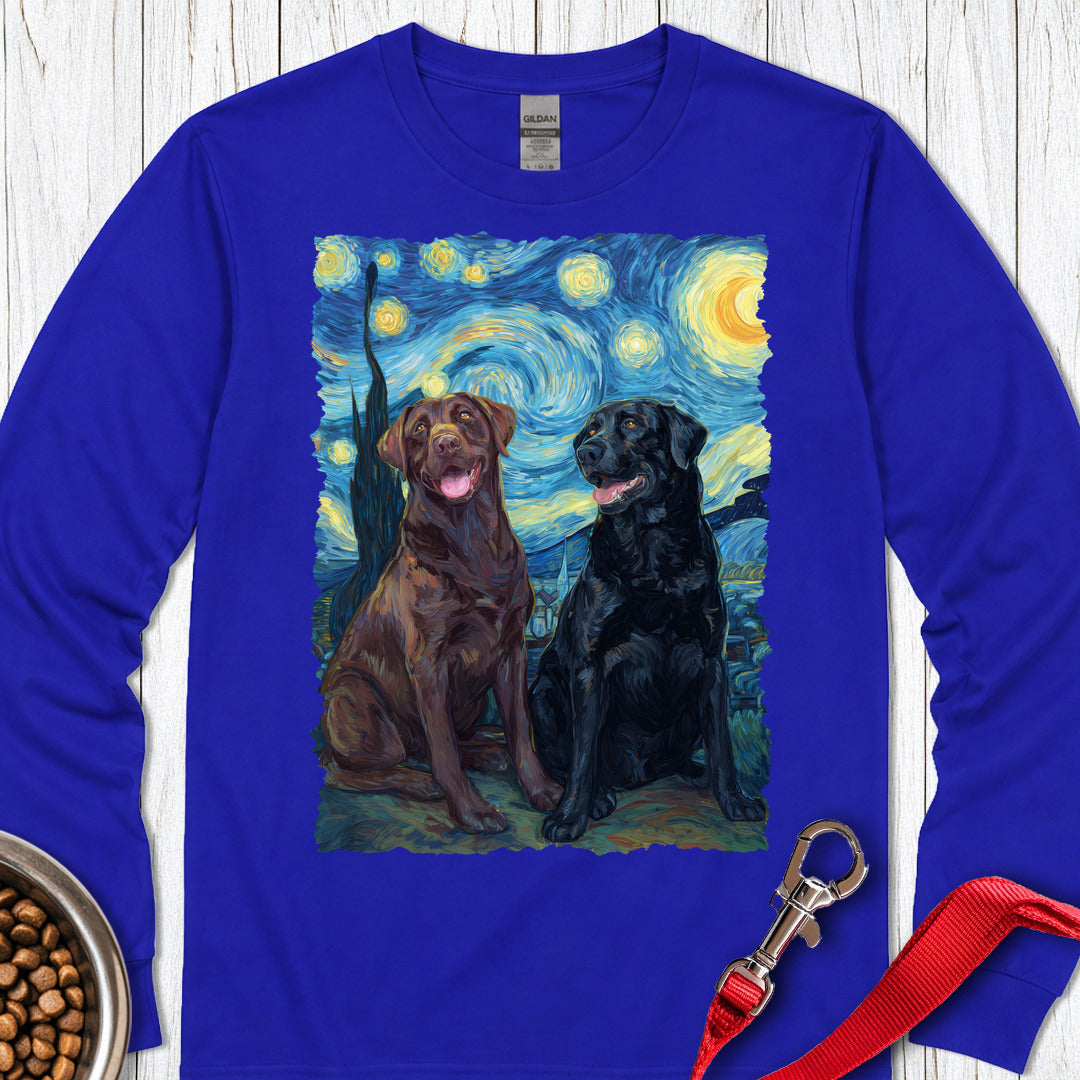 Chocolate & Black Labrador Starry Night Long Sleeve — Royal