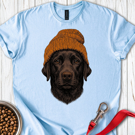 Chocolate Lab Beanie Light Blue