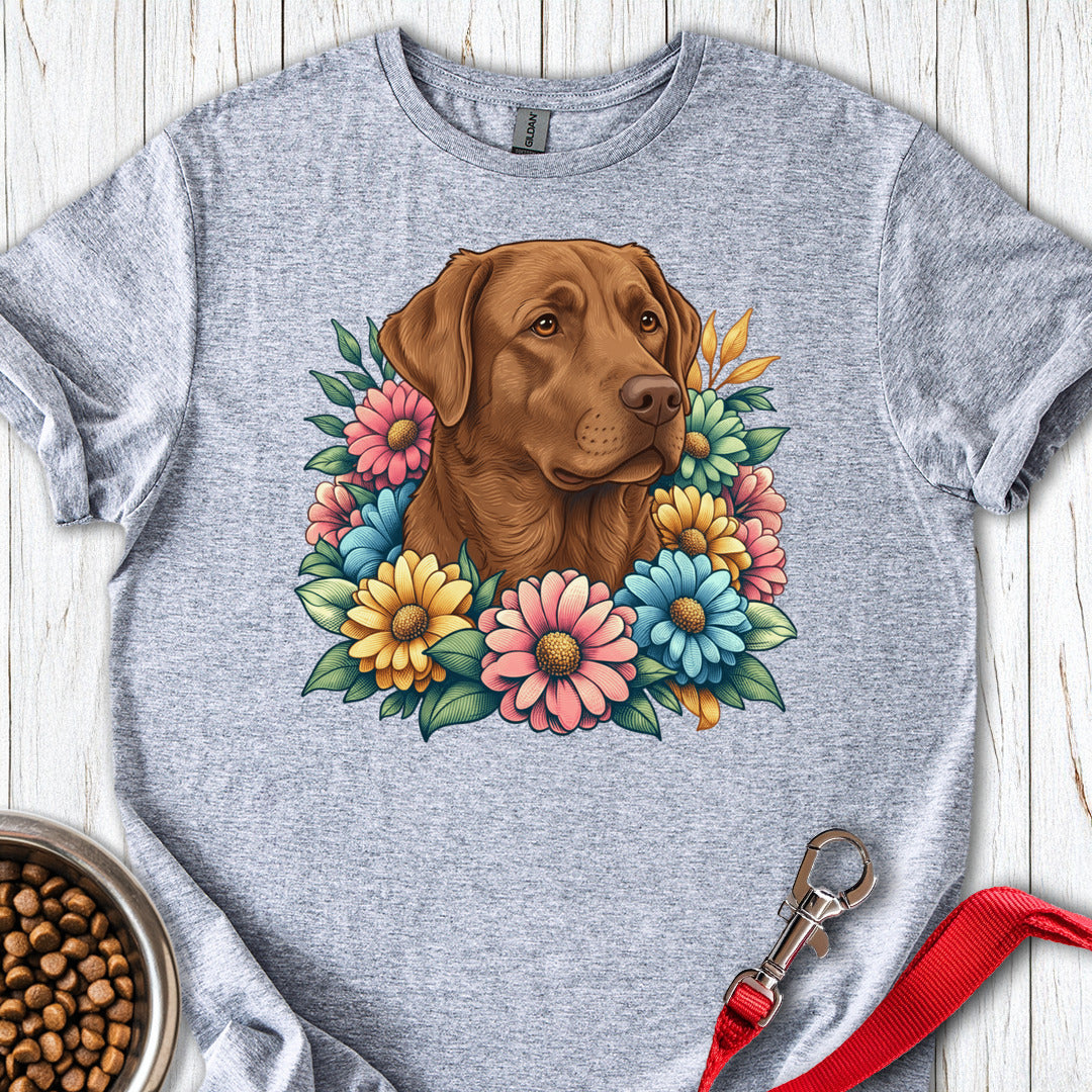 Chocolate Lab Flowers Sport Grey