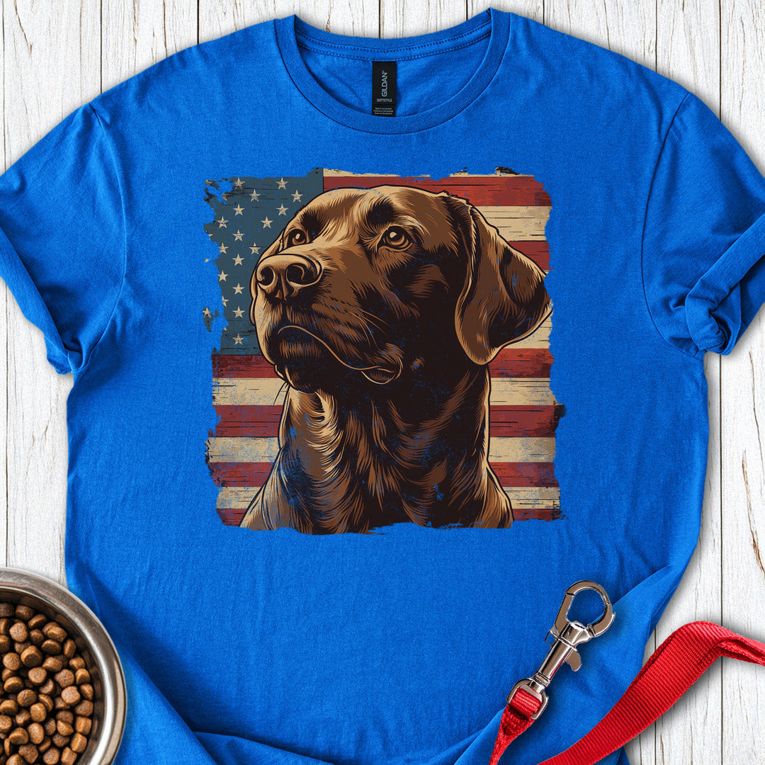 Chocolate Lab USA Flag Royal