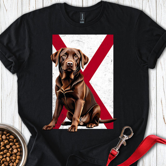 Chocolate Labrador Alabama Flag Black
