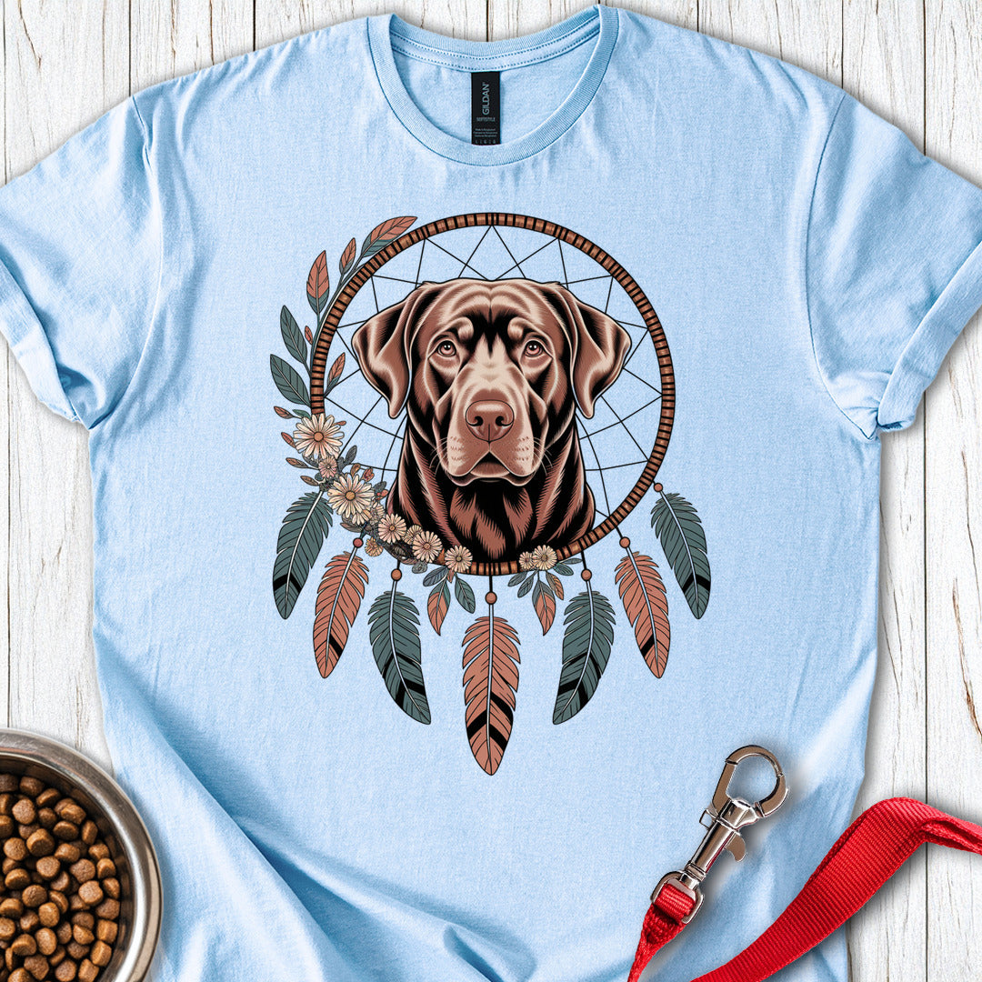 Chocolate Labrador Boho Dream Catcher Light Blue