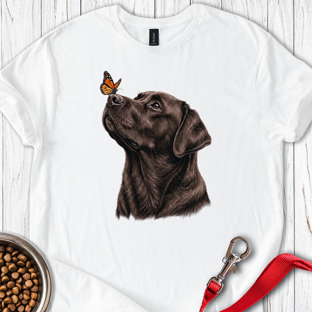 Chocolate Labrador Butterfly White