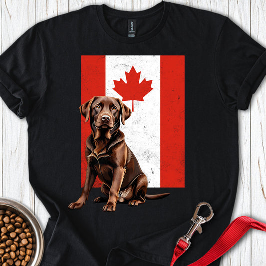 Chocolate Labrador Canada Flag Black