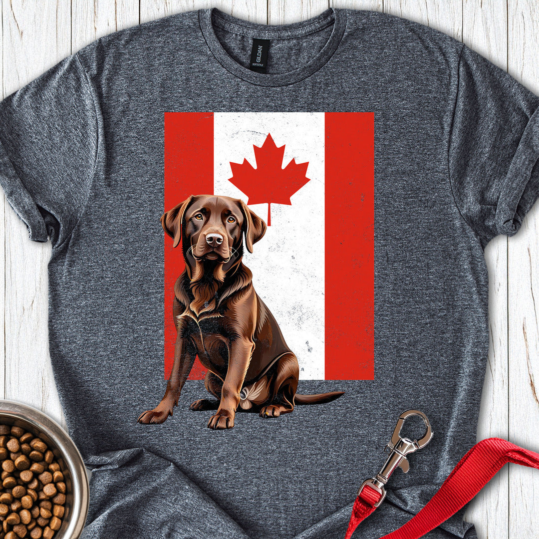 Chocolate Labrador Canada Flag Dark Heather