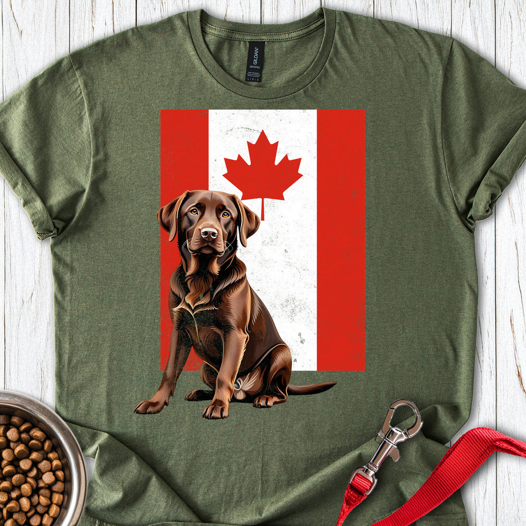 Chocolate Labrador Canada Flag Military Green