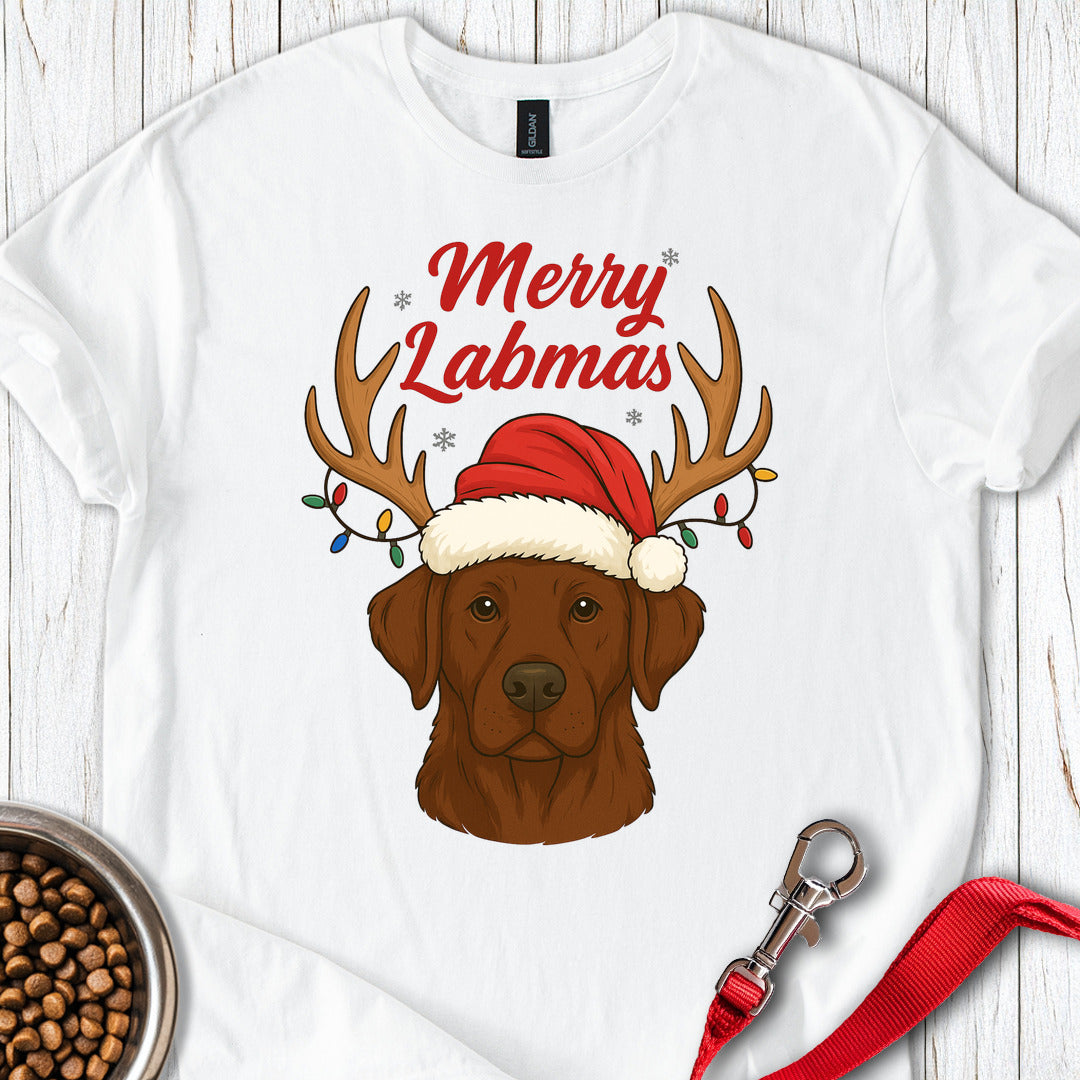 Chocolate Labrador Christmas White