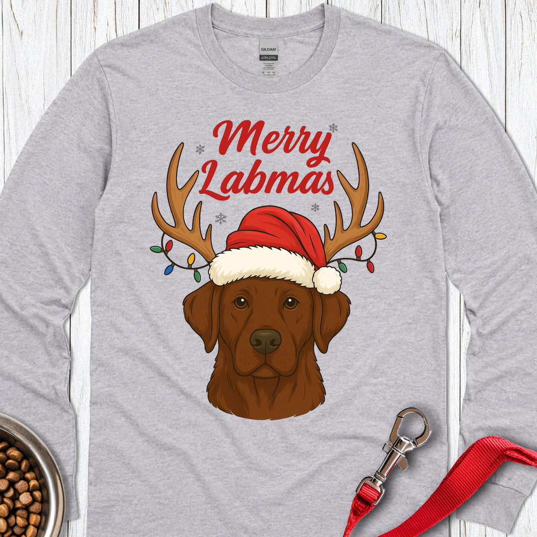 Chocolate Labrador Christmas Long Sleeve — Sport Grey