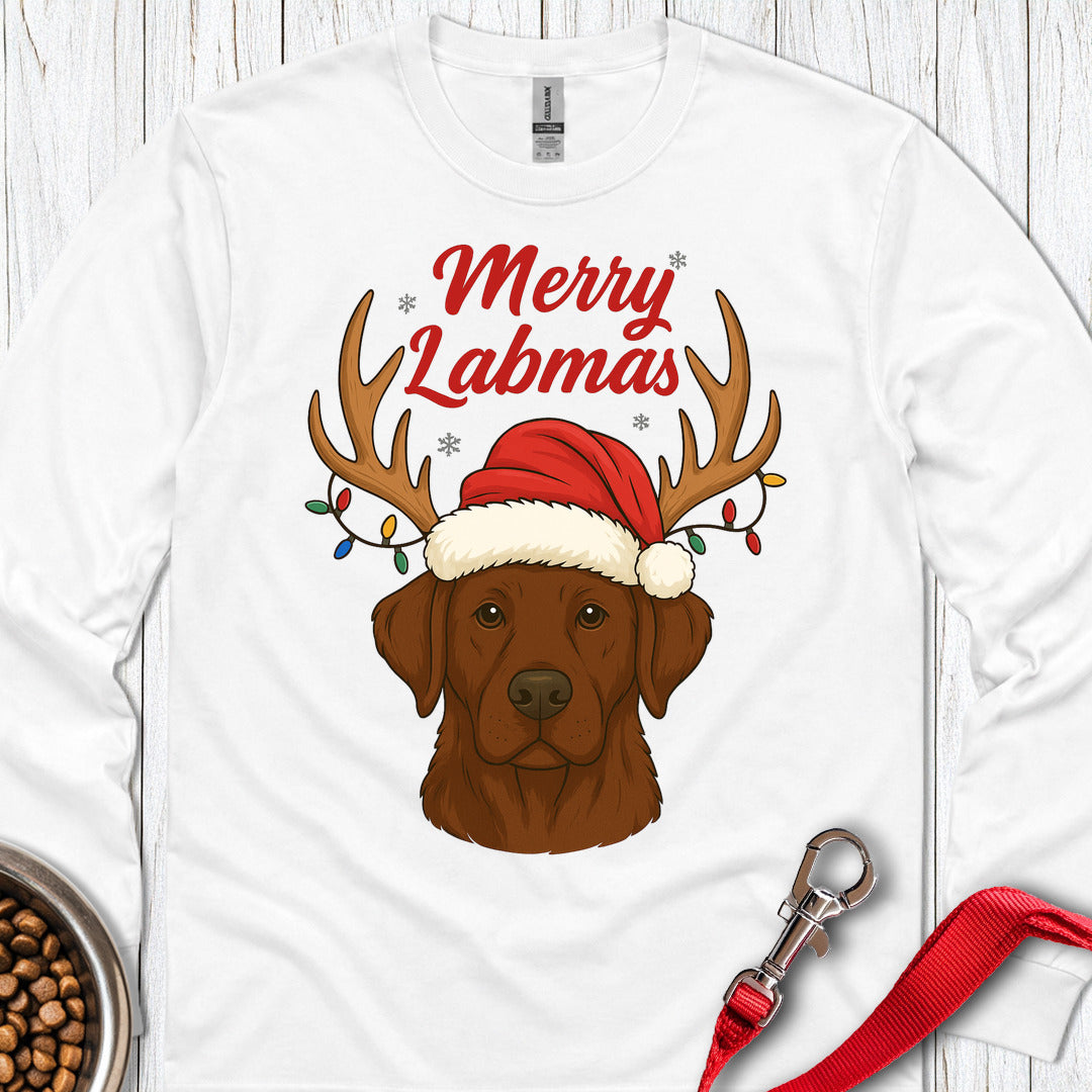Chocolate Labrador Christmas Long Sleeve — White