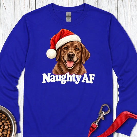 Chocolate Labrador Christmas Naughty Long Sleeve — Royal