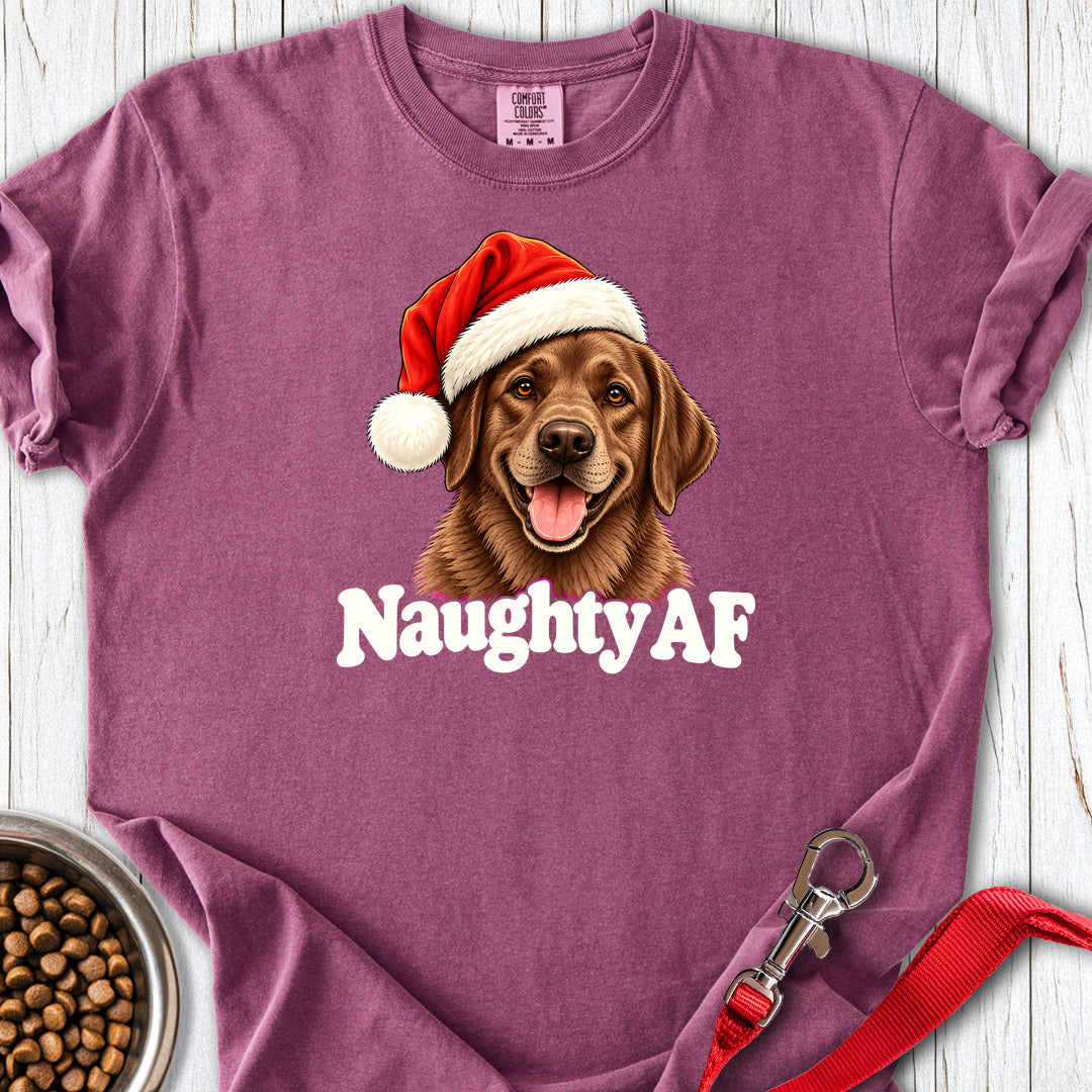 Chocolate Labrador Christmas Naughty Premium Tee Berry
