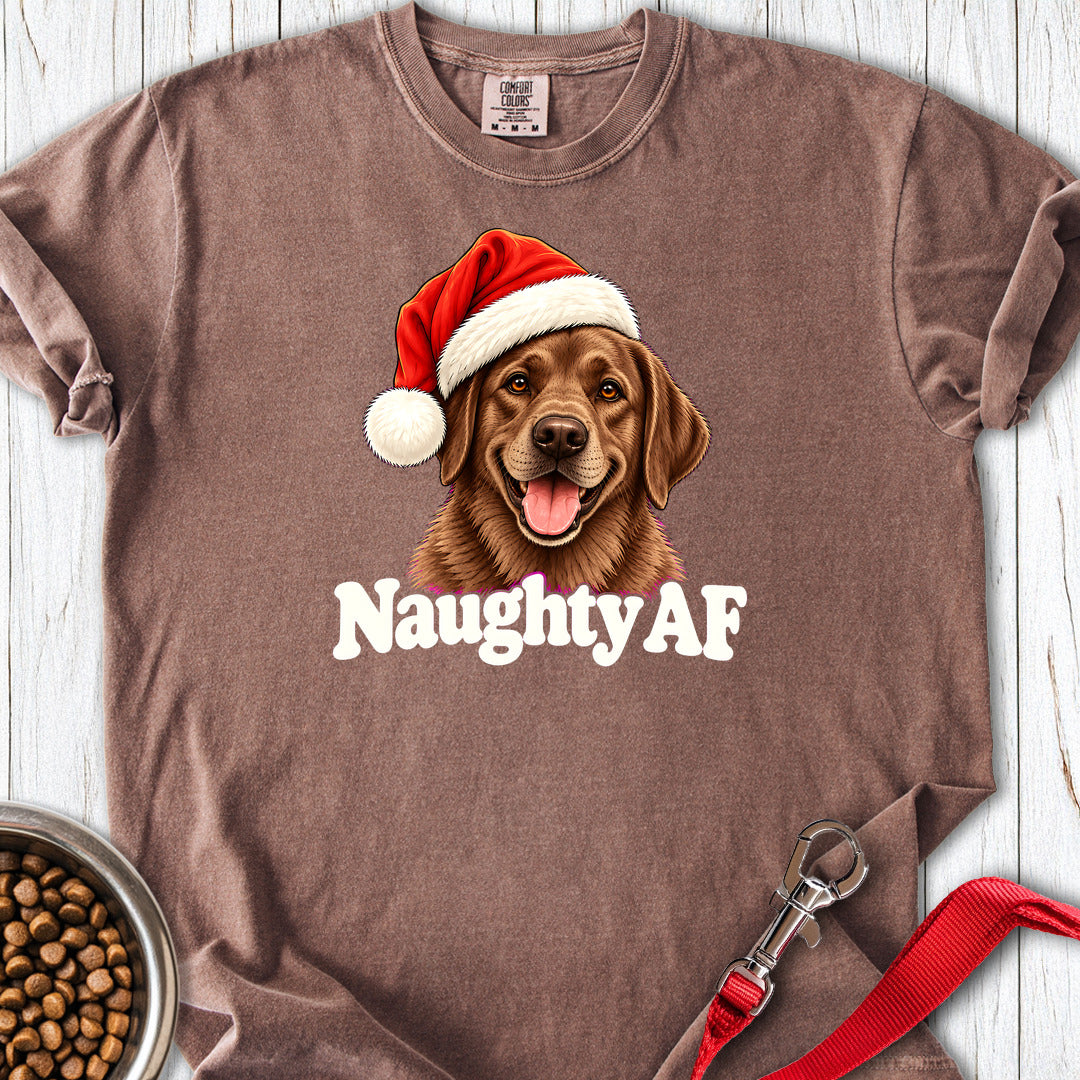 Chocolate Labrador Christmas Naughty Premium Tee Espresso