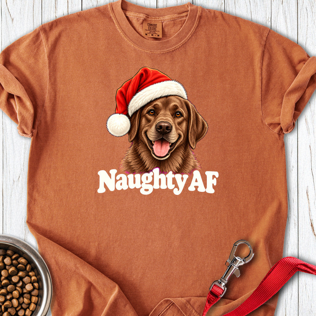 Chocolate Labrador Christmas Naughty Premium Tee Yam
