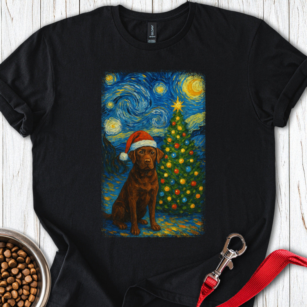 Chocolate Labrador Christmas Van Gogh Black