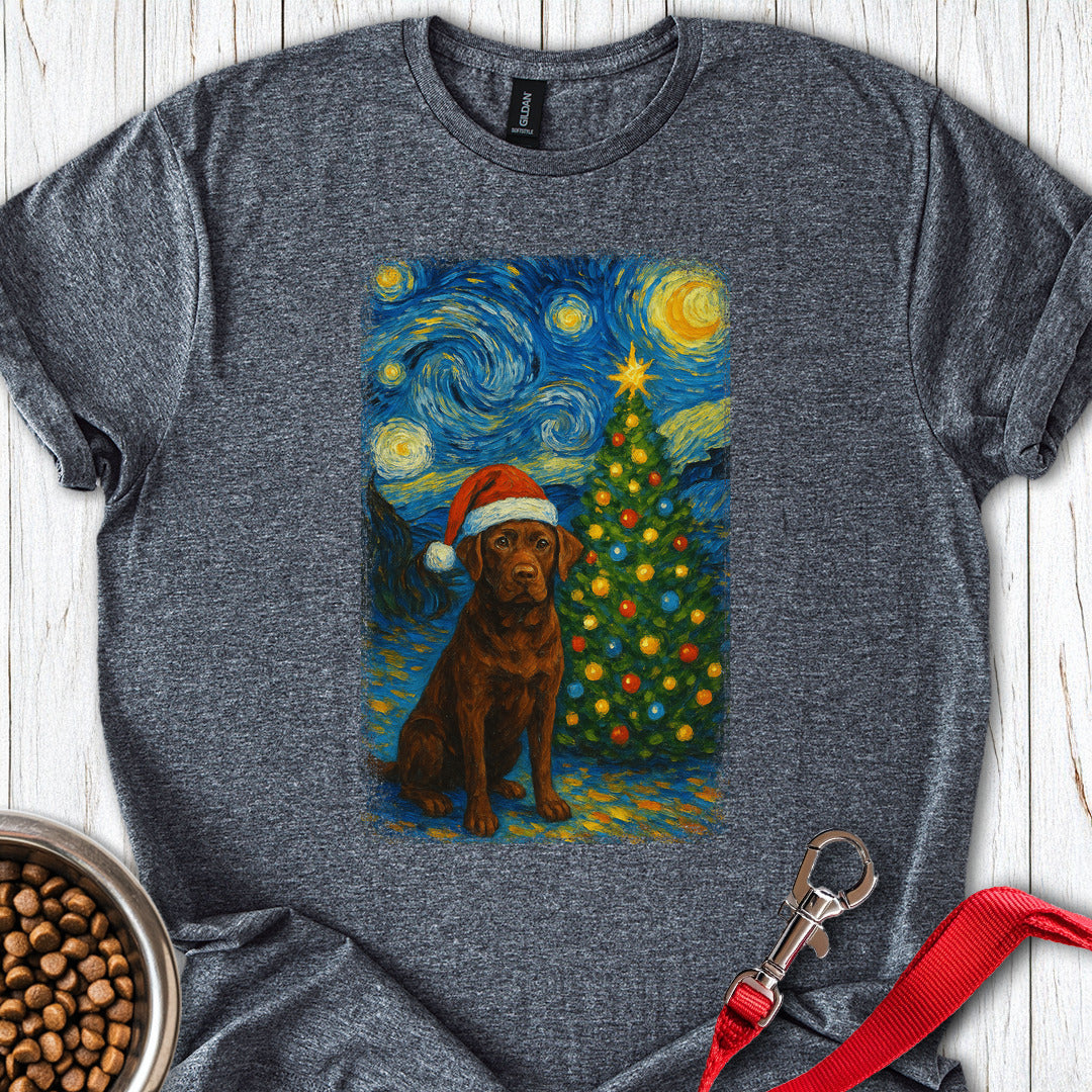 Chocolate Labrador Christmas Van Gogh Dark Heather