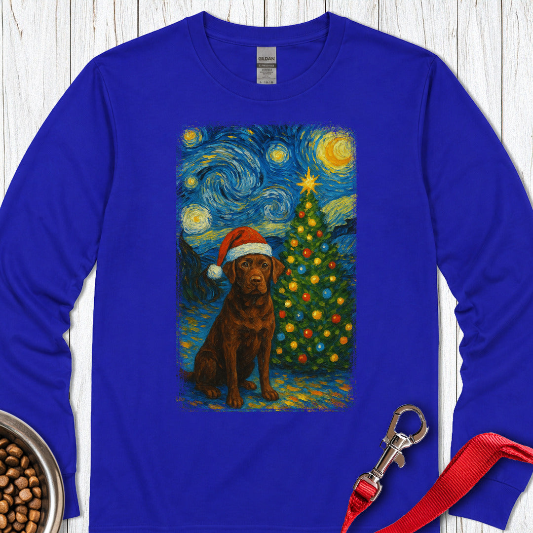 Chocolate Labrador Christmas Van Gogh Long Sleeve — Royal
