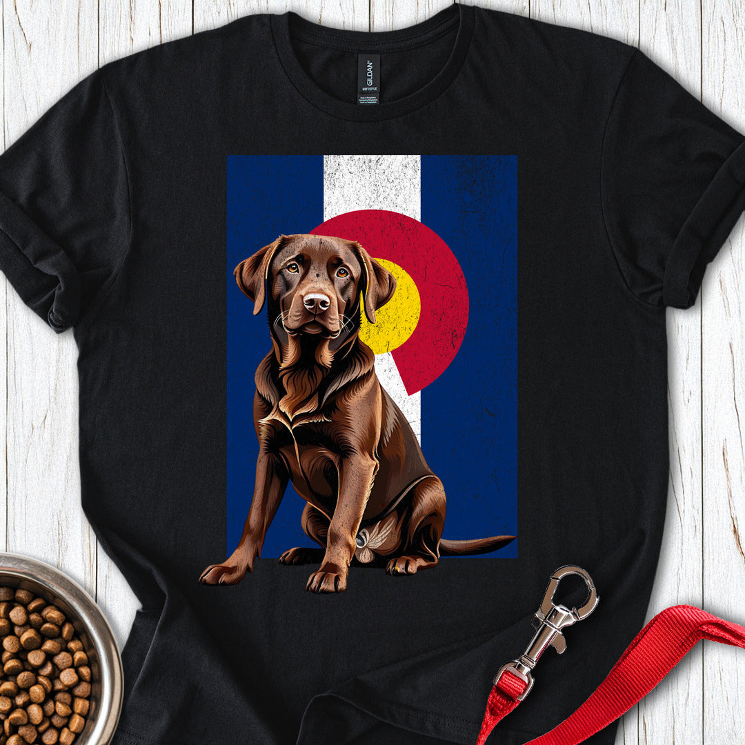 Chocolate Labrador Colorado Flag Black