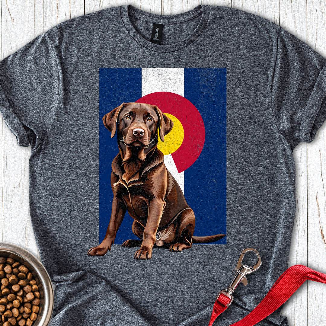 Chocolate Labrador Colorado Flag Dark Heather