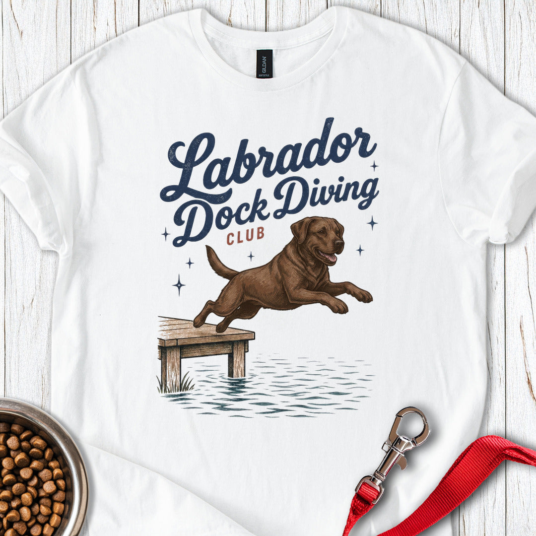 Chocolate Labrador Dock Diving White