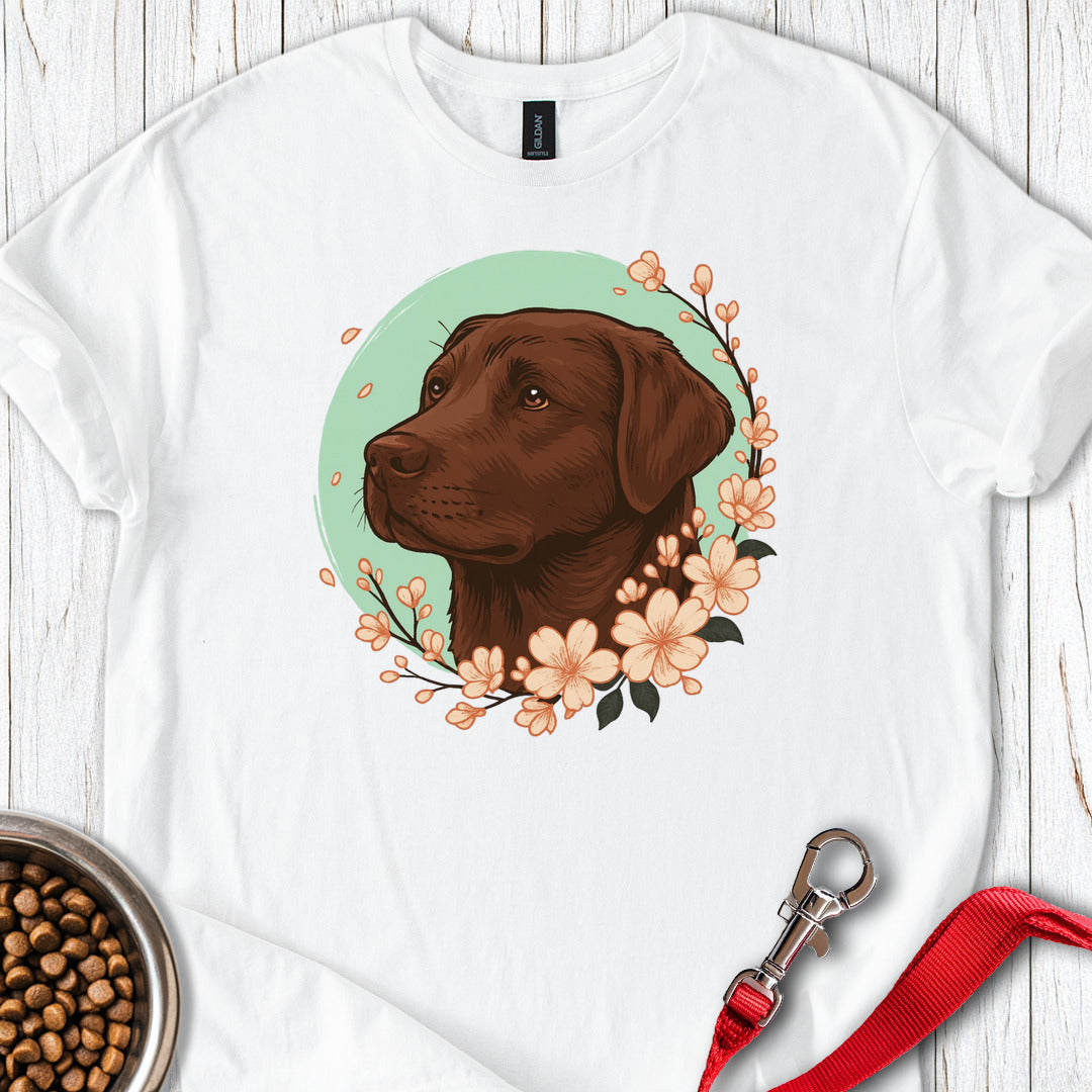 Chocolate Labrador Flower White