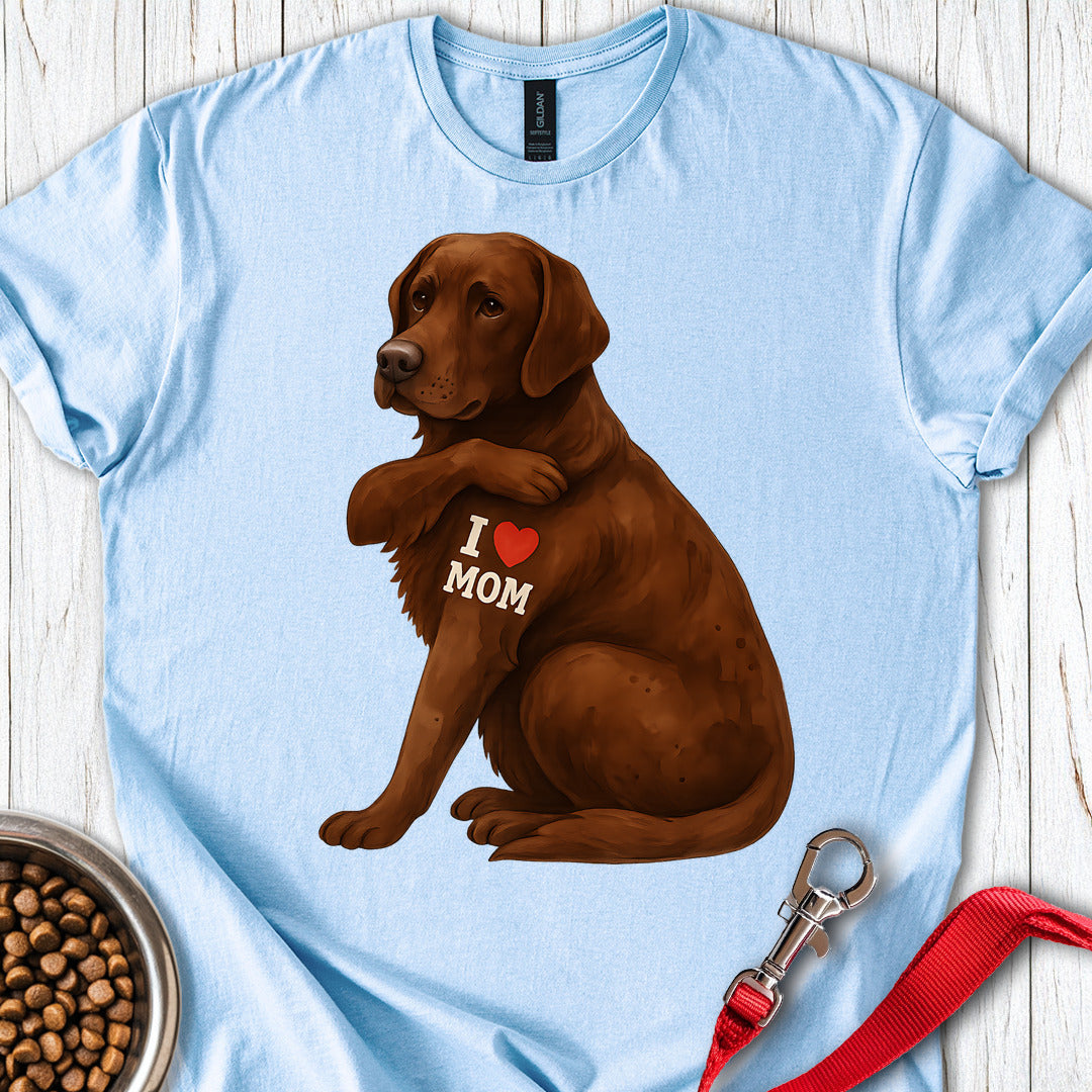 Chocolate Labrador I Love Mom Light Blue
