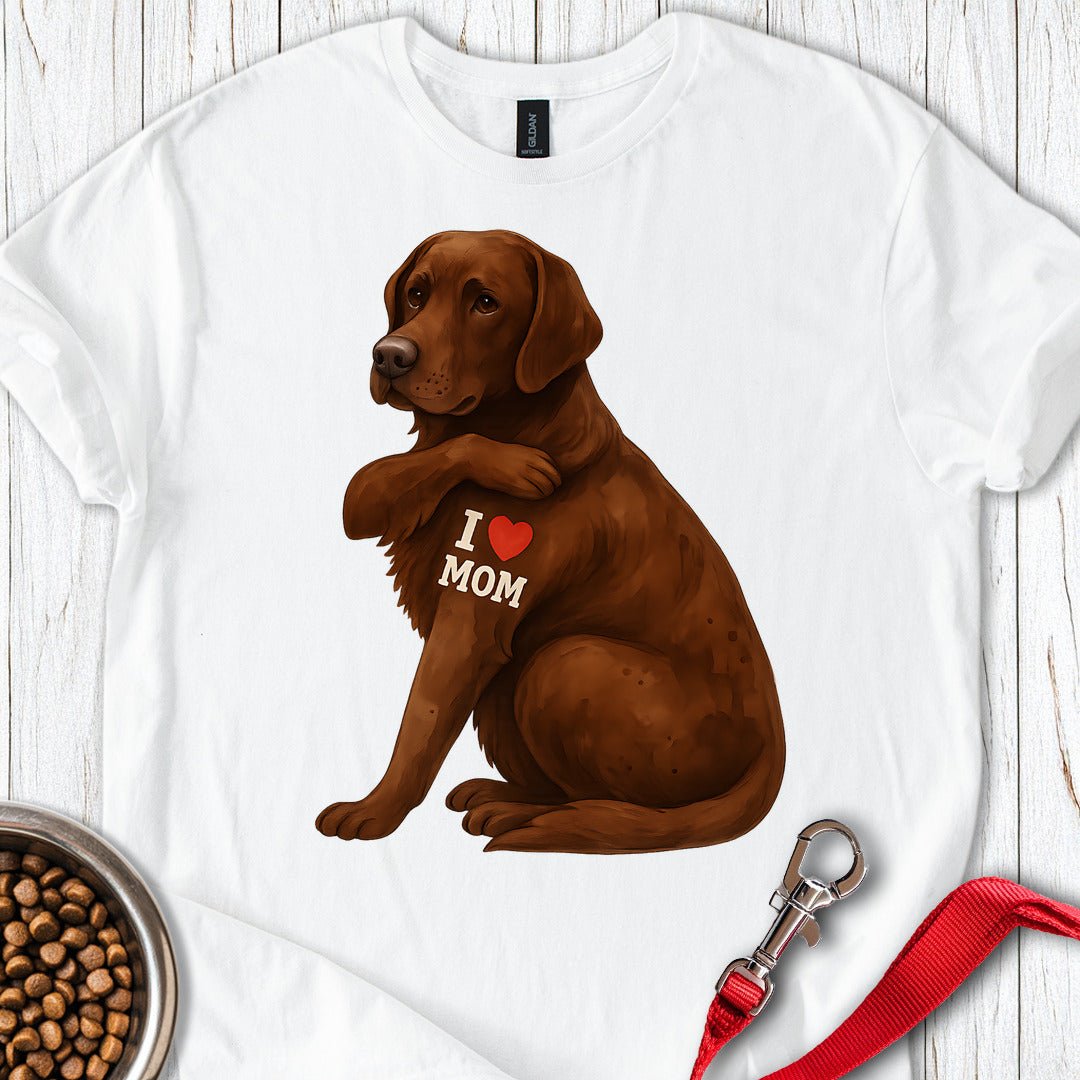 Chocolate Labrador I Love Mom White