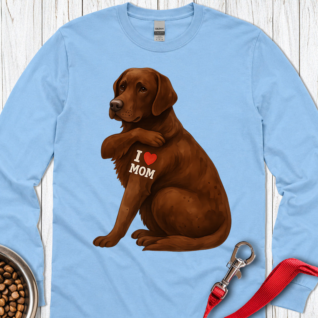 Chocolate Labrador I Love Mom Long Sleeve — Carolina Blue