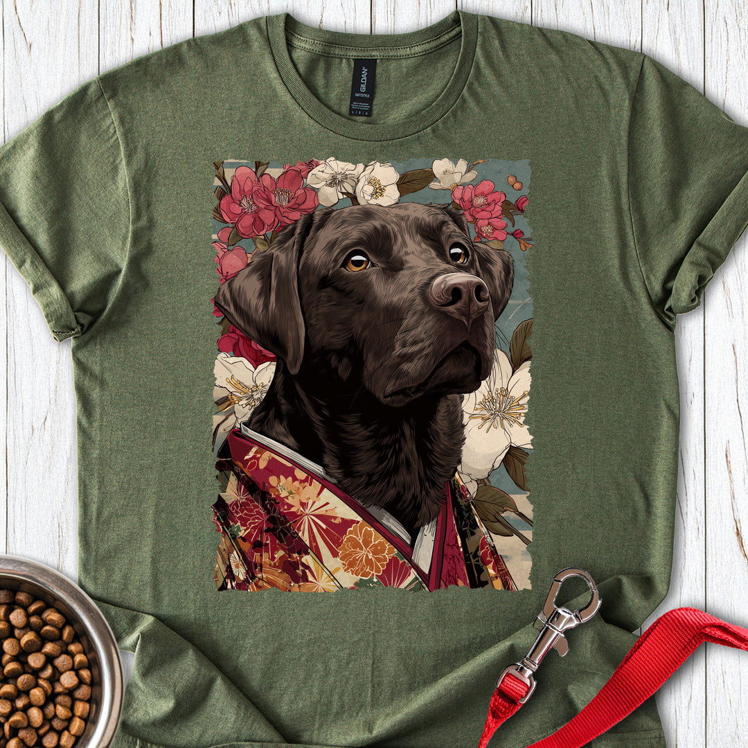 Chocolate Labrador Japanese Art Military Green