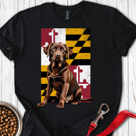 Chocolate Labrador Maryland Flag Black