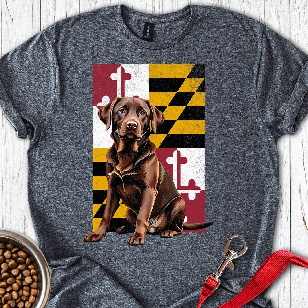 Chocolate Labrador Maryland Flag Dark Heather