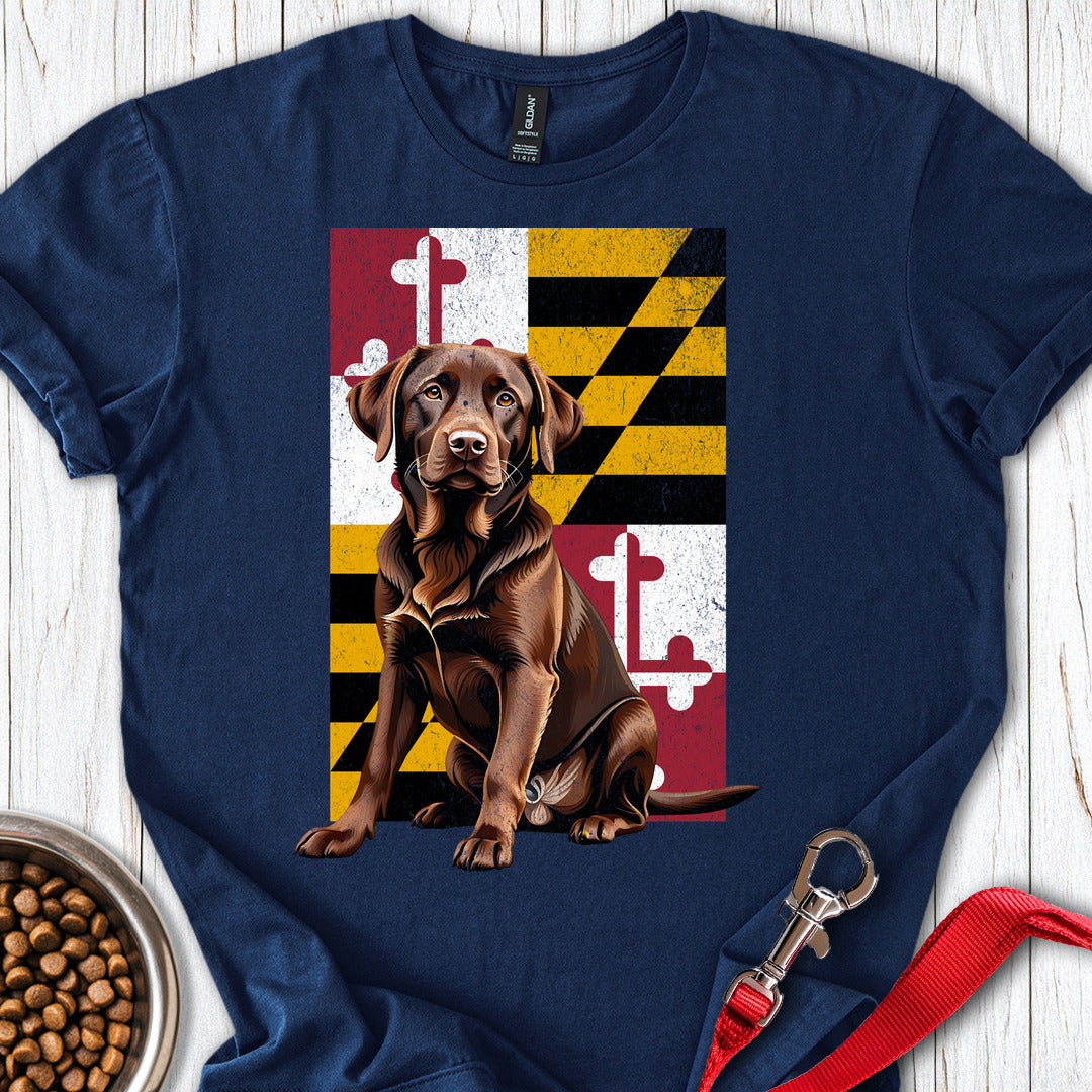 Chocolate Labrador Maryland Flag Navy