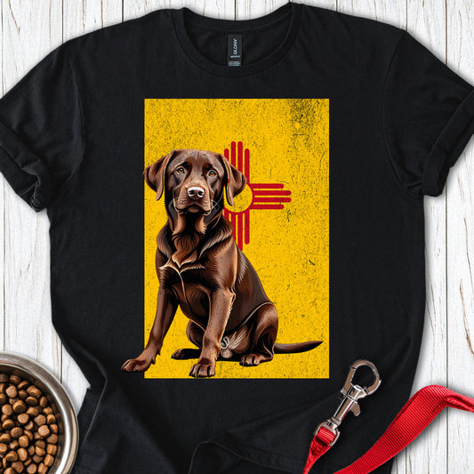 Chocolate Labrador New Mexico Flag Black