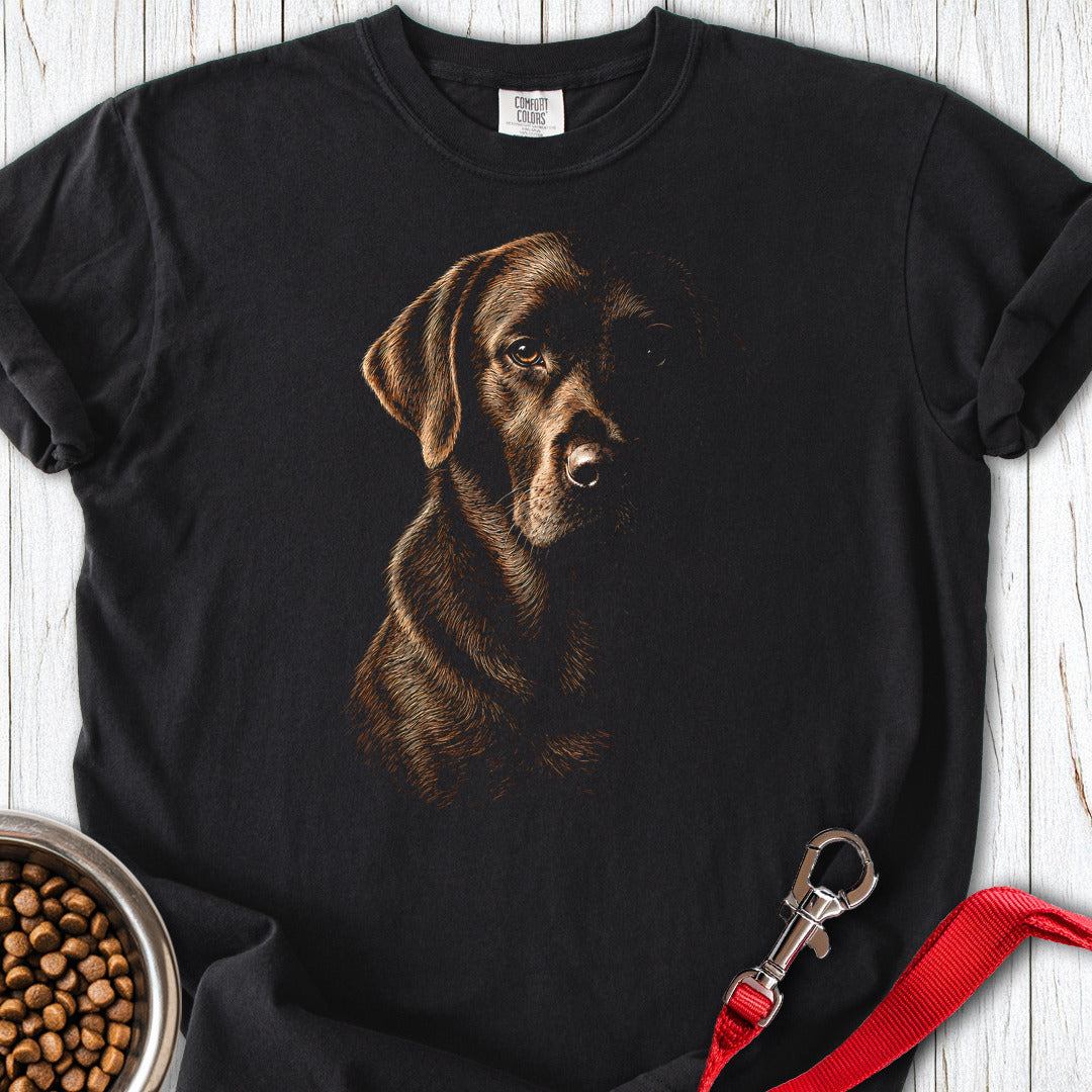 Chocolate Labrador Portrait Premium Tee Black