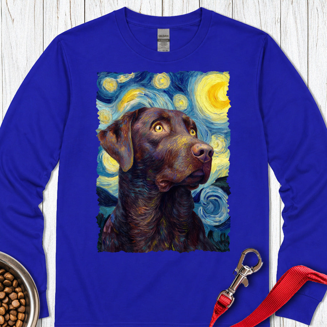 Chocolate Labrador Starry Night Long Sleeve — Royal