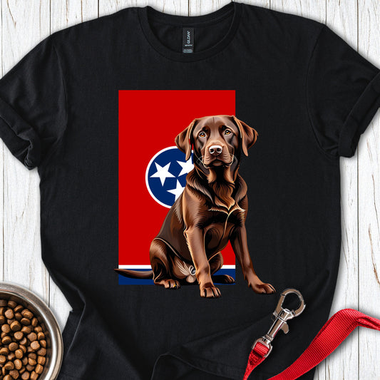 Chocolate Labrador Tennessee Flag Black