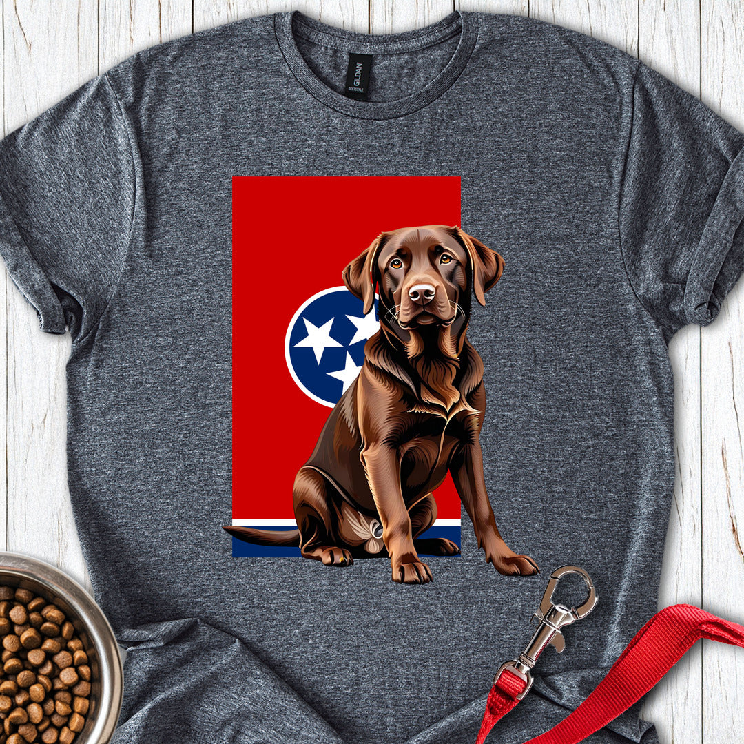 Chocolate Labrador Tennessee Flag Dark Heather