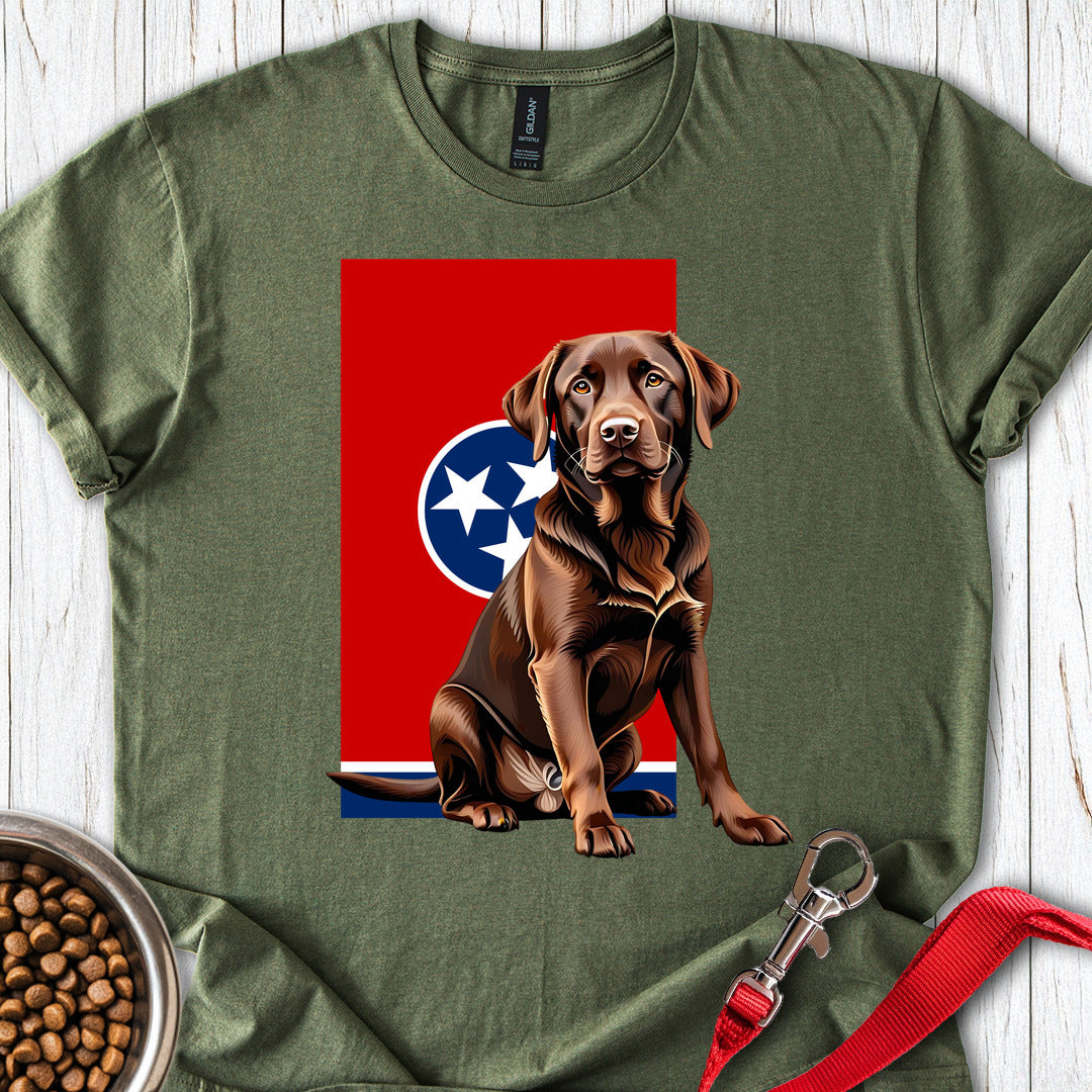Chocolate Labrador Tennessee Flag Military Green